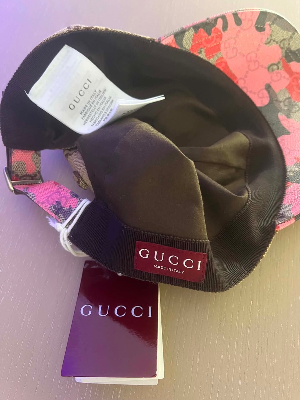 Gucci Beige Monogram Cap with Pink & Red Camouflage Visor - Picture 5 of 5